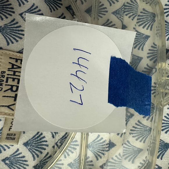 Faherty Mens Shirt Sz XXL Hemp Blend Geometric Coastal Casual Lightweight Summer - Picture 8 of 8